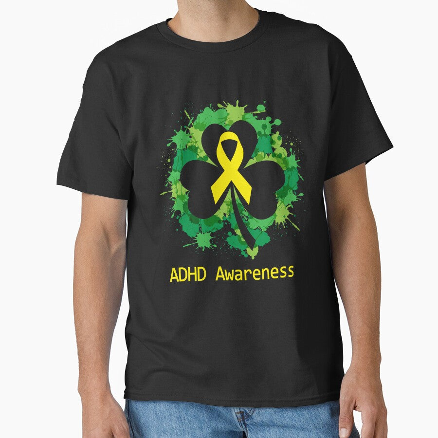 ADHD Awareness Clover Ribbon Happy Patricks Day Support ADHD Warrior Gifts by Tammyilaria T-Shirts, Hoodie,... (Image 1)