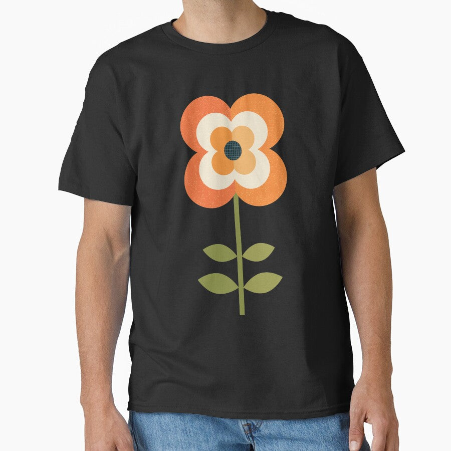Retro Flower - Orange and Charcoal by Daisy Beatrice