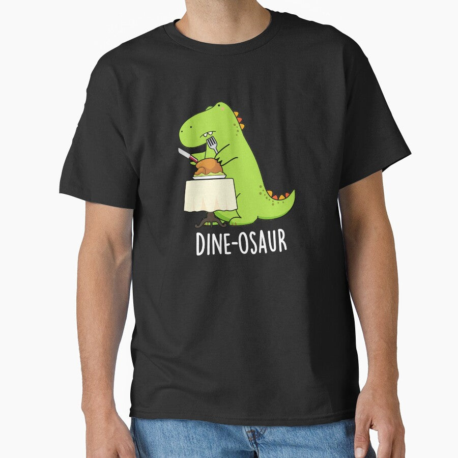Dine-osaur Funny Dinosaur Pun (Dark BG) by punnybone