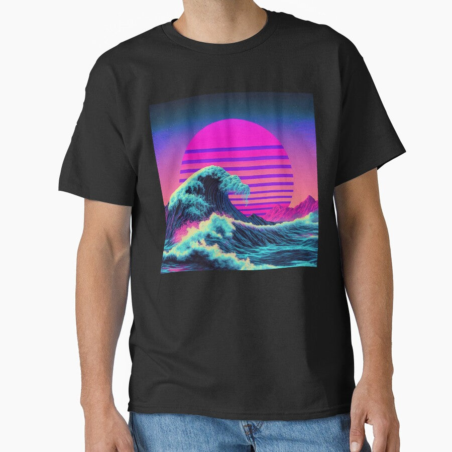 Luminous Tides: A Vaporwave Encounter with the Ocean's Majesty by Mullet Monkey T-Shirts, Hoodie, Sweatshirt (Image 1)