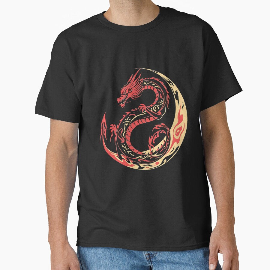 Copy of Celestial Fire Dragon – Red & Gold Crescent Mythic Emblem by Nuve-ra T-Shirts, Hoodie, Sweatshirt (Image 1)
