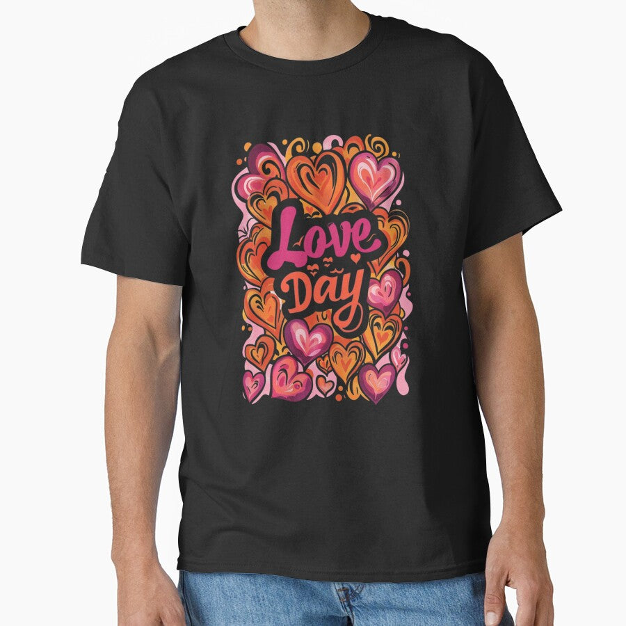 Retro Love Day Hearts T-Shirt - Groovy Valentine's Day Gift for Her by illeN-Art-World Hoodie, Sweatshirt (Image 1)