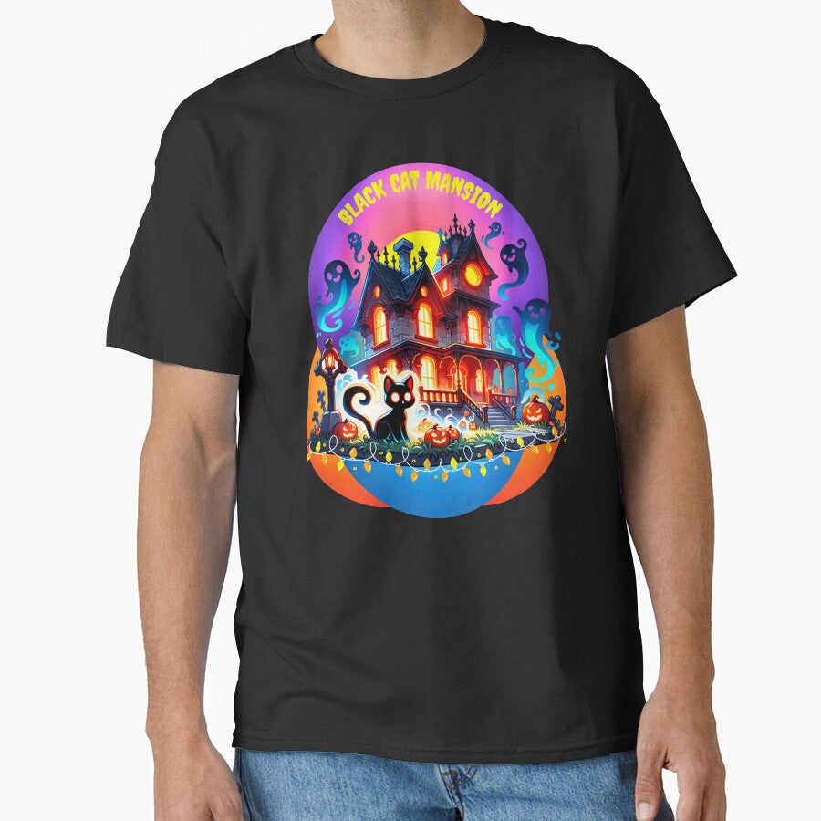 Black Cat Mansion by I-I-Trading-Co T-Shirts, Hoodie, Sweatshirt | BlankRebels.com (Image 1)
