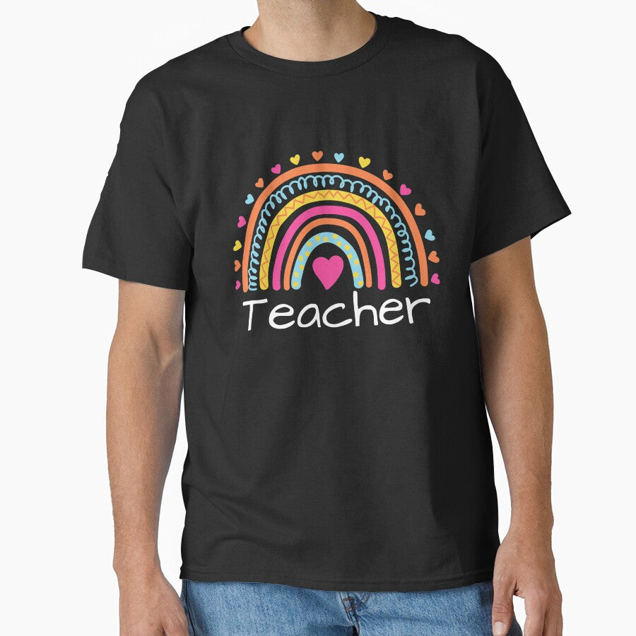 Teacher Shirts For Women, Vintage Boho Teacher Rainbow Sweatshirt, Rainbow Teacher Hoodie, Rainbow Teacher,... (Image 1)