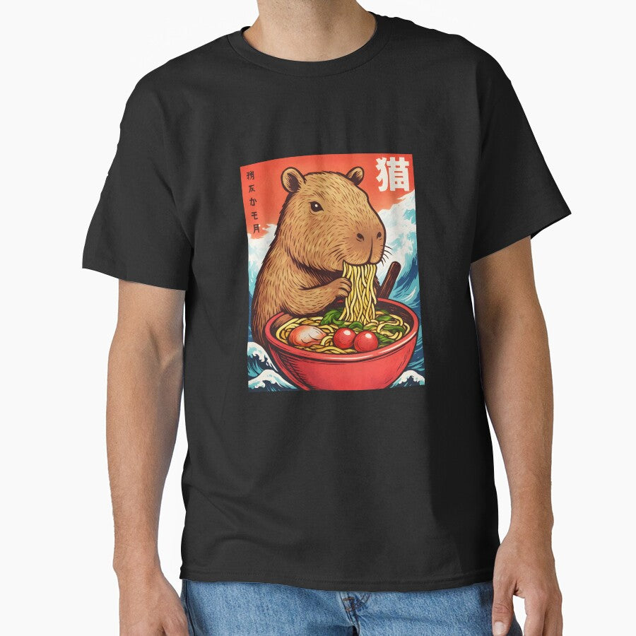 Capybara Eating Ramen Japanese Art T-Shirts, Hoodie, Sweatshirt