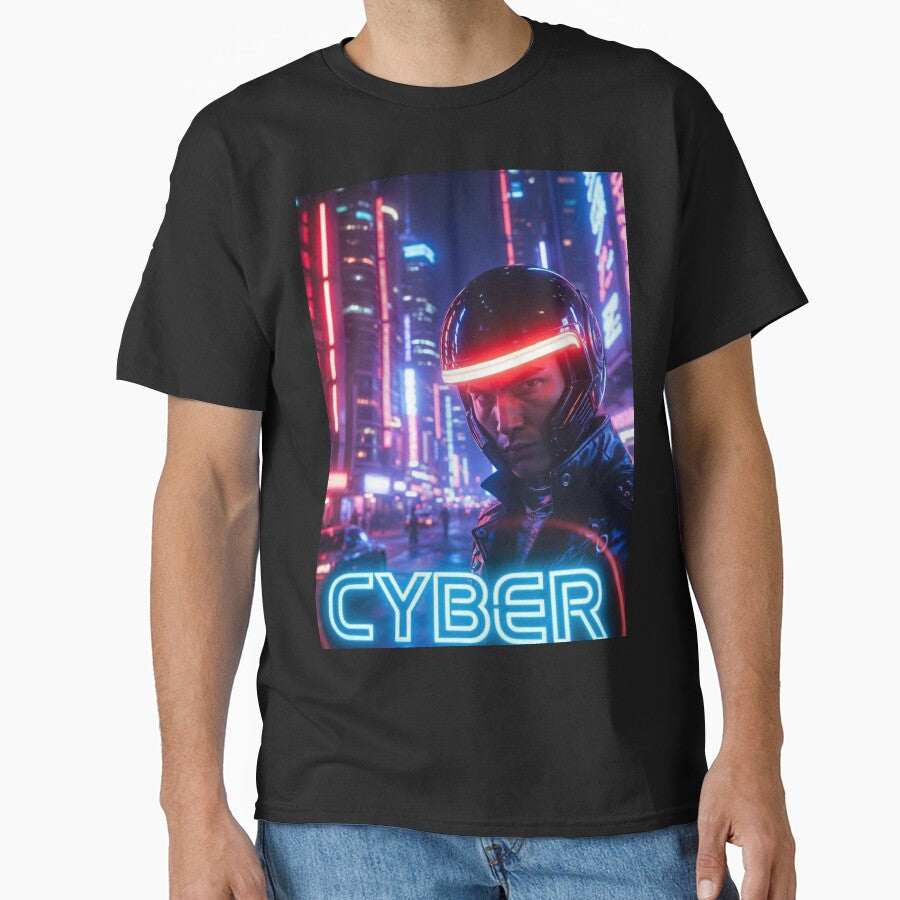 Cyber Neon Rider – Futuristic Helmet in Glowing Night City by RadaQueen T-Shirts, Hoodie, Sweatshirt (Image 1)