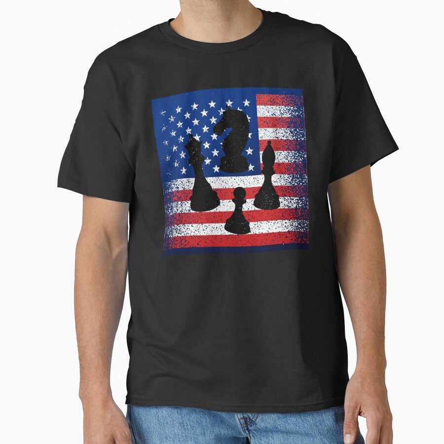 Chess Club Gift, Chess Player Funny Chess Tee, USA Flag by Norstyle Hoodie, Sweatshirt | BlankRebels.com (Image 1)