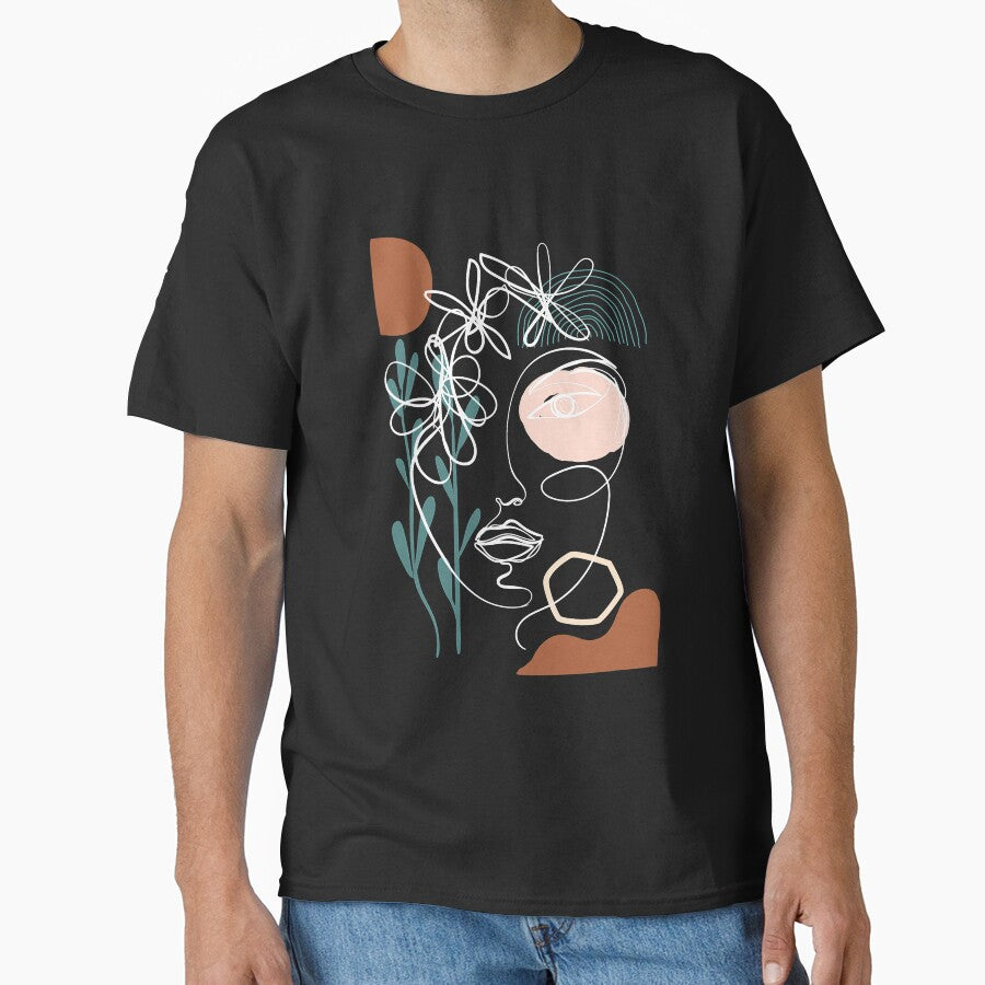 Line Art Face Abstract Art One Line Minimal by DavidBatton T-Shirts, Hoodie, Sweatshirt | BlankRebels.com (Image 1)
