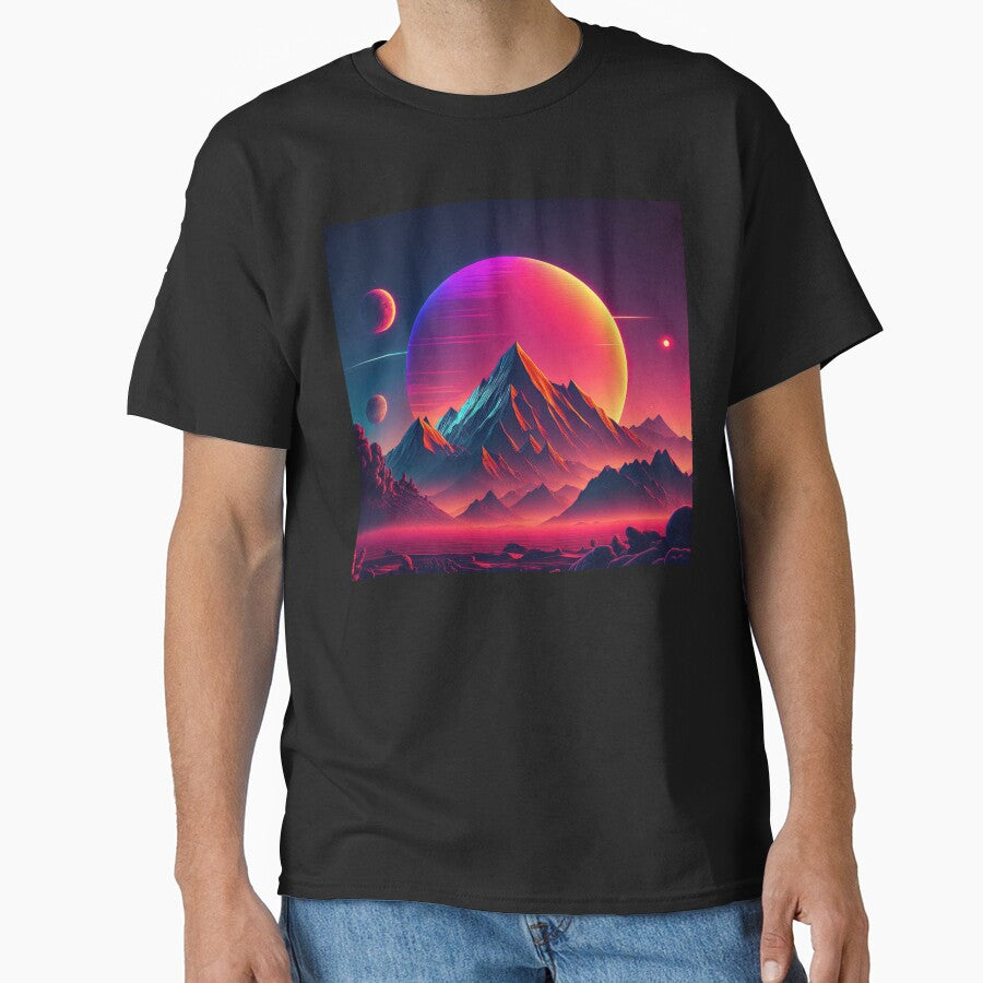 Vibrant Vista: Retrowave Tribute Beauty Mountain Sunset T-Shirts, Hoodie, Sweatshirt