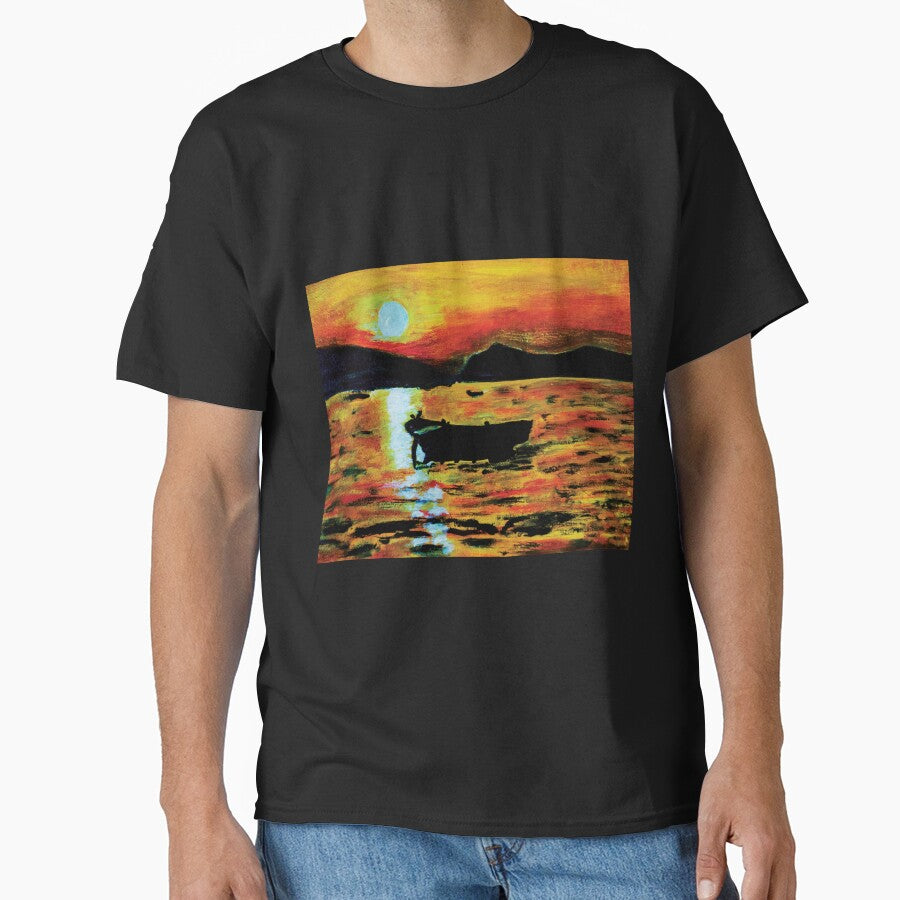 Sunset Oil Painting, Canvas Landscape Art by pineappledizajn T-Shirts, Hoodie, Sweatshirt | BlankRebels.com (Image 1)