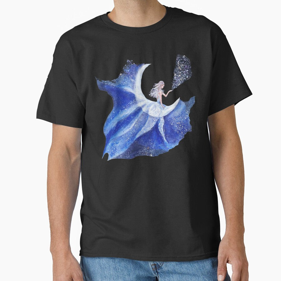 Blue moon galaxy lady. Fantasy Space girl creating stars by Goldstarwork T-Shirts, Hoodie, Sweatshirt (Image 1)