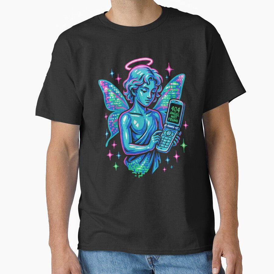 Glitch Angel 404 – Neon Y2K Pixel Chrome by AwesomeBeyondLimits T-Shirts, Hoodie, Sweatshirt | BlankRebels.com (Image 1)
