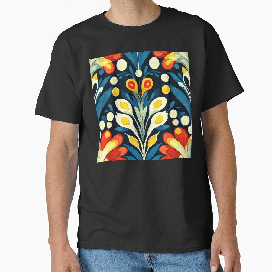 Boho-Inspired Blue, Yellow And Red Abstract Design by DEC02 T-Shirts, Hoodie, Sweatshirt | BlankRebels.com (Image 1)