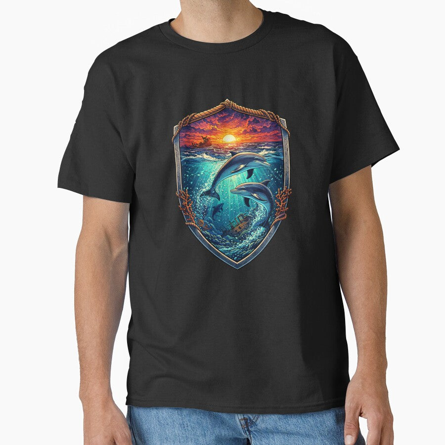 Dolphin Sunset by Planetporridge T-Shirts, Hoodie, Sweatshirt | BlankRebels.com (Image 1)