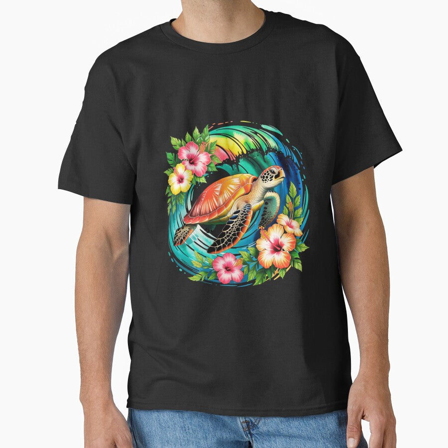 Seaturtle and ocean waves by aipaint T-Shirts, Hoodie, Sweatshirt | BlankRebels.com (Image 1)