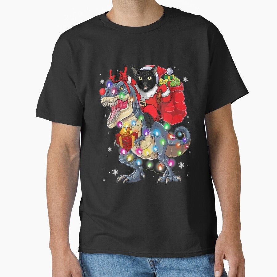Cat Riding A Dinosaur T Rex Christmas Gifts by Salakjit T-Shirts, Hoodie, Sweatshirt | BlankRebels.com (Image 1)
