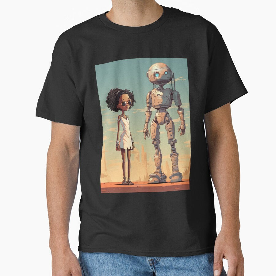 Afrofuturist Girl With Robot Companion by RTFaulkner T-Shirts, Hoodie, Sweatshirt | BlankRebels.com (Image 1)