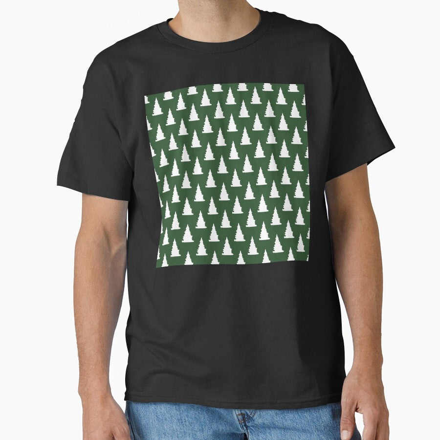 Green and white Christmas tree silhouette pattern by by-jwp T-Shirts, Hoodie, Sweatshirt | BlankRebels.com (Image 1)