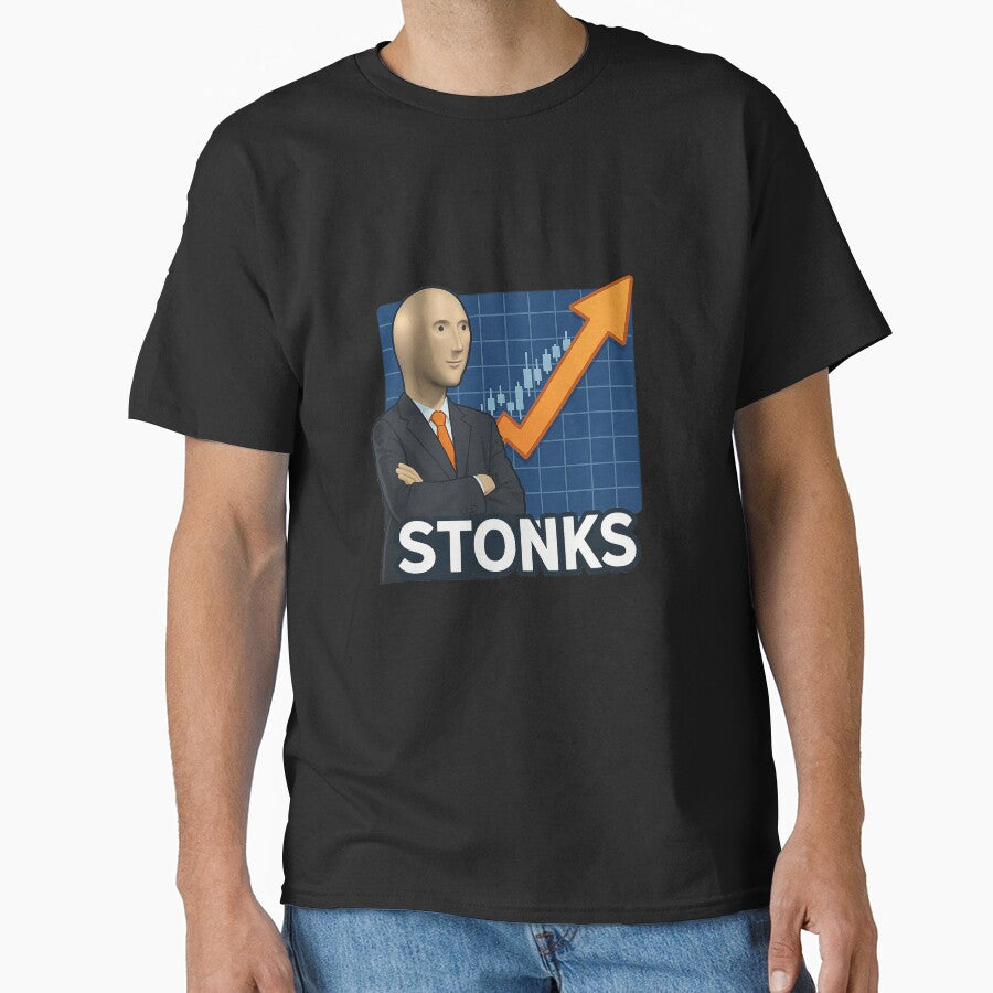 Stonks Meme Man Design by Bratak T-Shirts, Hoodie, Sweatshirt | BlankRebels.com (Image 1)