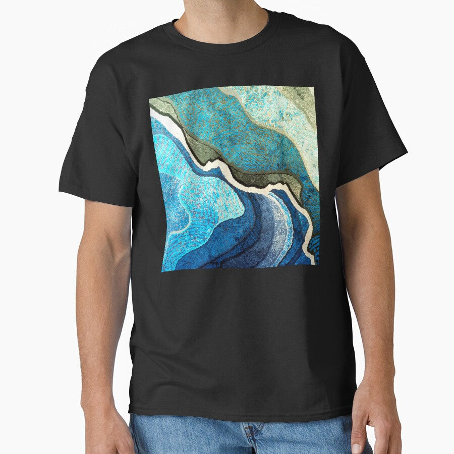 Blue, Teal And Aqua New Trendy Abstract Art by DEC02 T-Shirts, Hoodie, Sweatshirt | BlankRebels.com (Image 1)