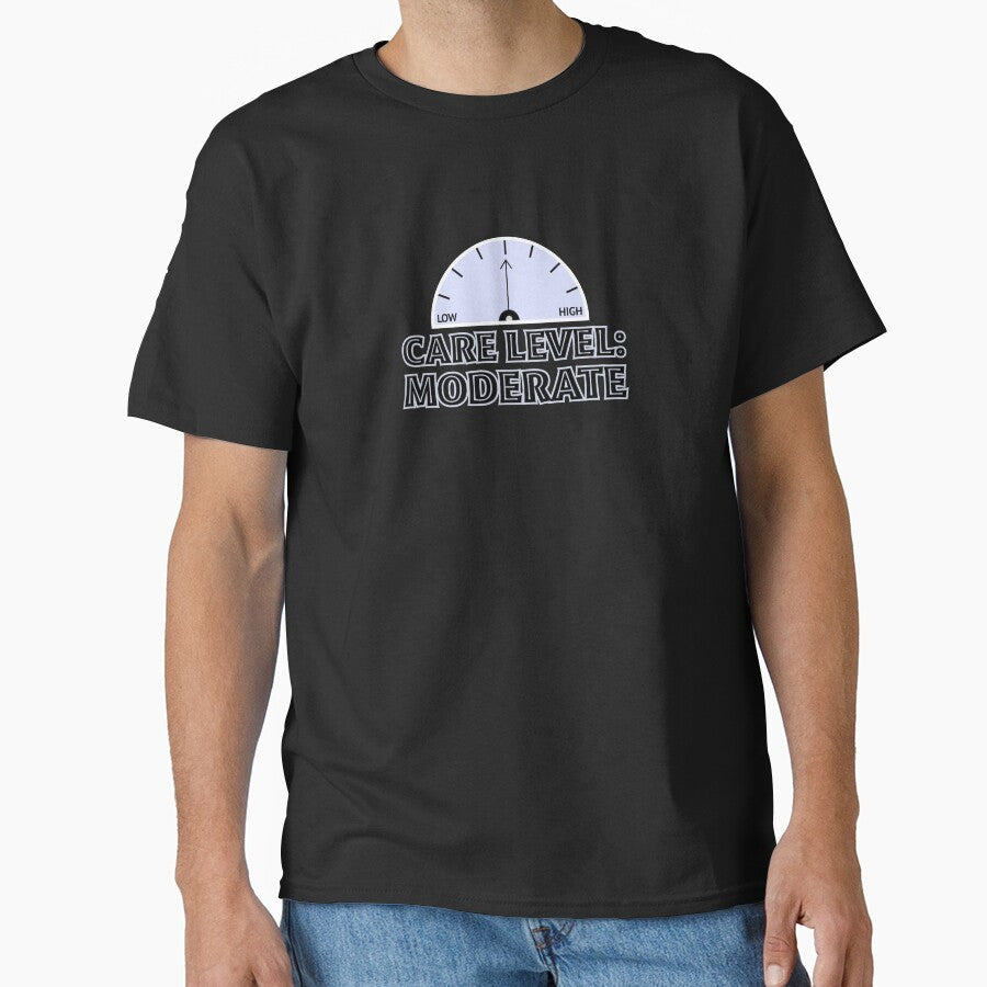 Care Level Moderate Funny Office Shirt – Minimal Sarcastic by ECinkdesigns Hoodie, Sweatshirt | BlankRebels.com (Image 1)