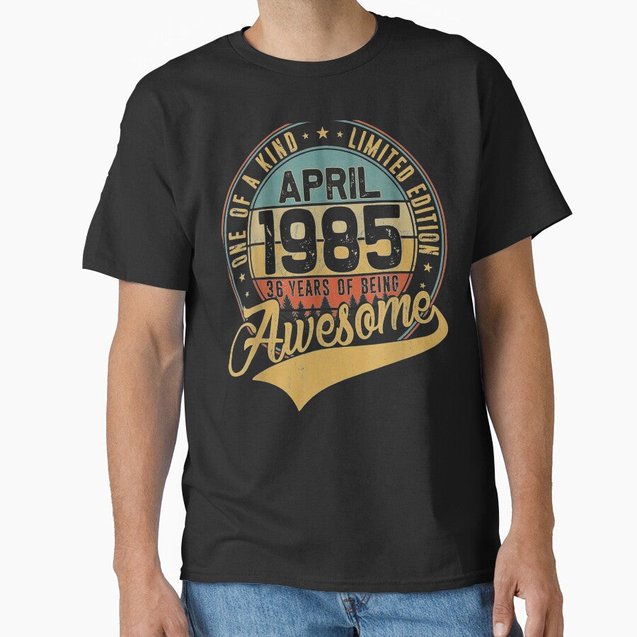 36th Birthday Gift Retro April 1985 36 Yrs Old 36th Bday by ADAMANDREWSAU T-Shirts, Hoodie, Sweatshirt (Image 1)