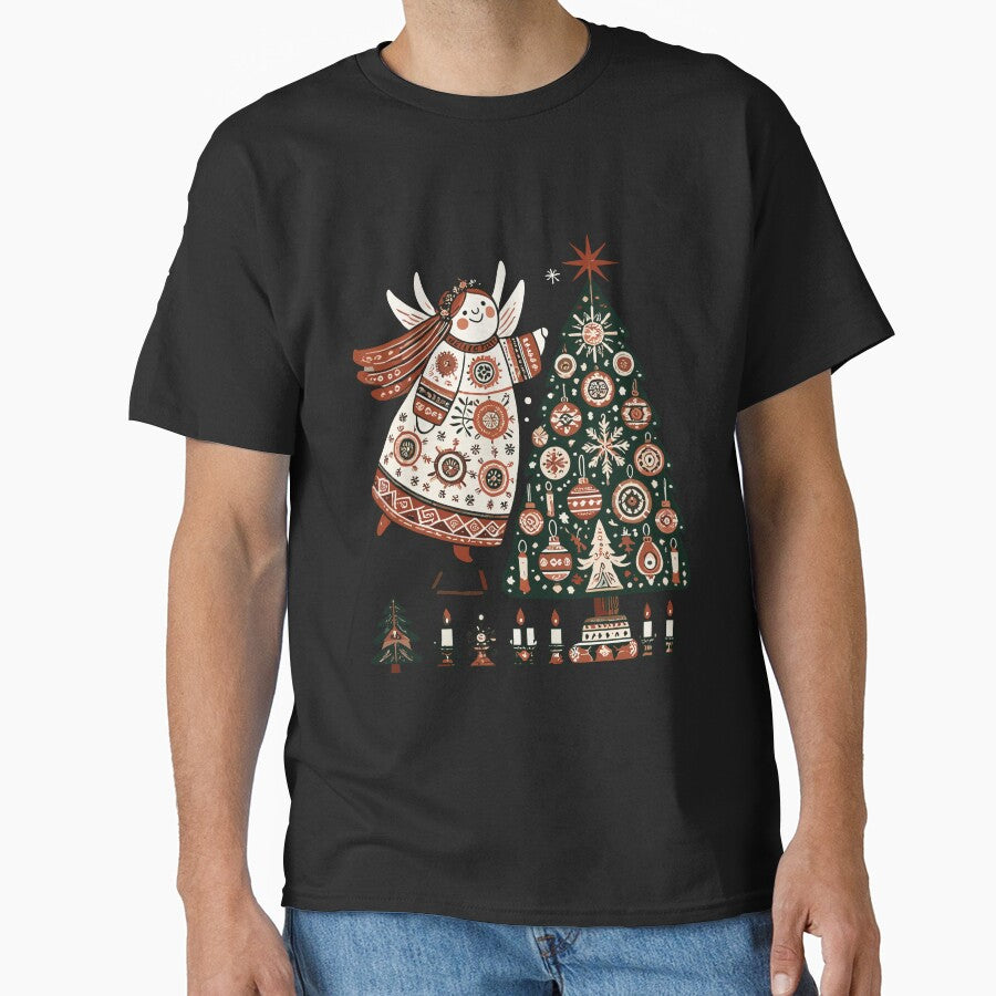 Angel With Christmas Tree And Candles Vintage by LuminOrb T-Shirts, Hoodie, Sweatshirt | BlankRebels.com (Image 1)