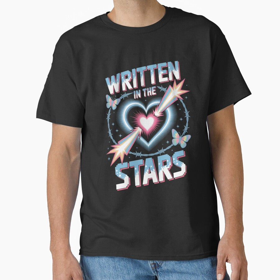 Written In The Stars Barbed Wire Heart Lightning Butterfly Valentine's Day by DarylWelsh2024 T-Shirts, Hoodie,... (Image 1)