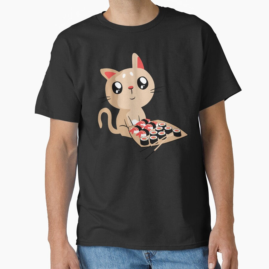 Cute Cat With Sushi Rolls by OnepixArt T-Shirts, Hoodie, Sweatshirt | BlankRebels.com (Image 1)