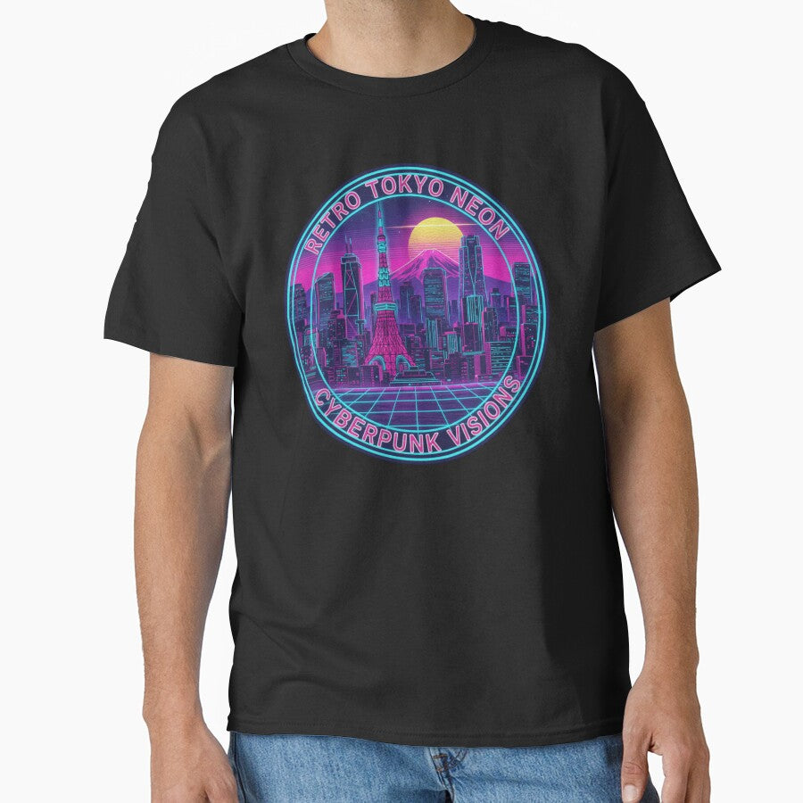 Retro Neon Tokyo Skyline – Vaporwave Edition by Tily360 T-Shirts, Hoodie, Sweatshirt | BlankRebels.com (Image 1)