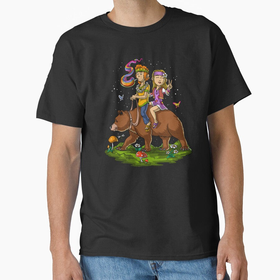 Hippies Riding Bear by underheaven T-Shirts, Hoodie, Sweatshirt | BlankRebels.com (Image 1)