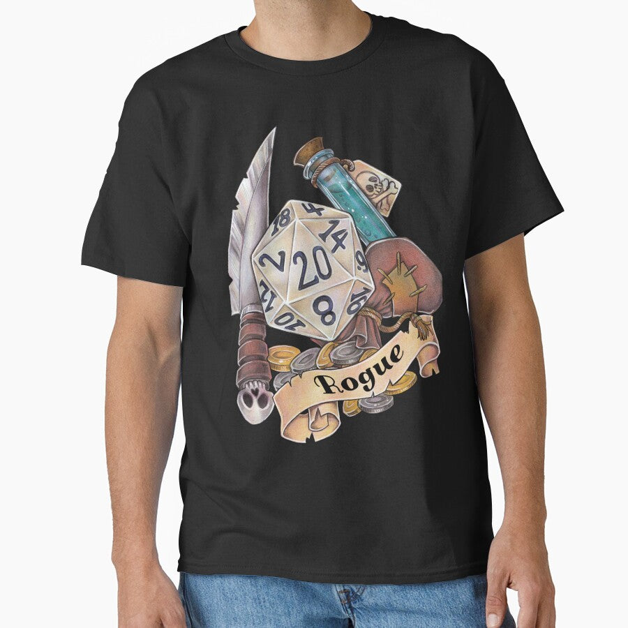 Role-playing game, tabletop, D20 dice, gift, thief, robbery by ZadzeneaArt T-Shirts, Hoodie, Sweatshirt (Image 1)