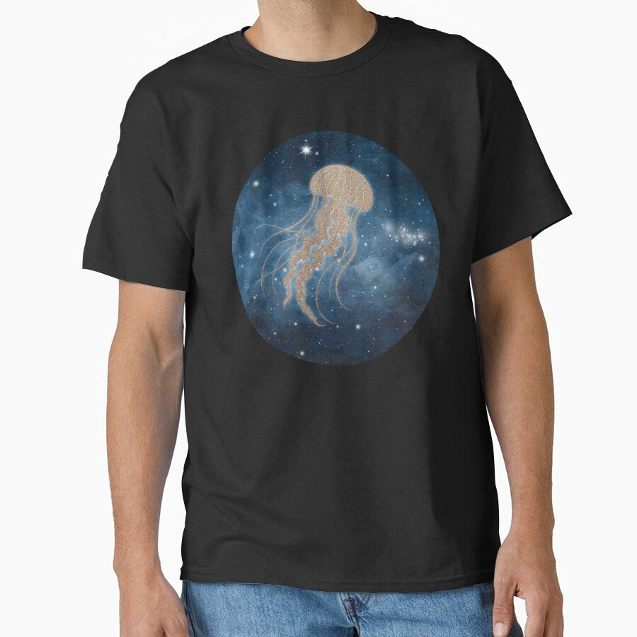 Jellyfish Cosmic Sea illustration design by 3DDesignSpot T-Shirts, Hoodie, Sweatshirt | BlankRebels.com (Image 1)