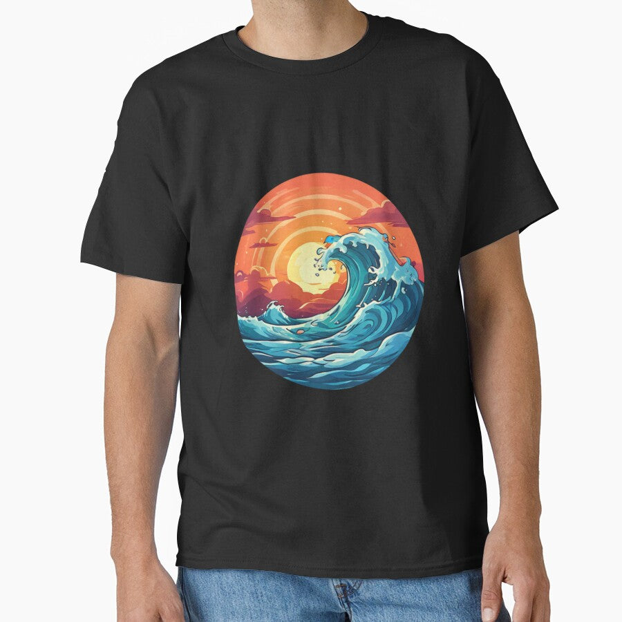Sunset Ocean Wave by Planetporridge T-Shirts, Hoodie, Sweatshirt | BlankRebels.com (Image 1)