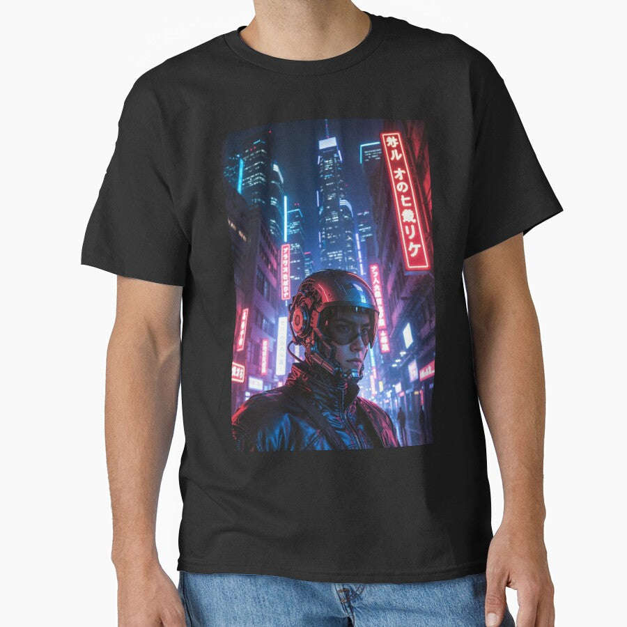 Cyberpunk Neon Samurai – Futuristic Helmet Rider Japanese Megacity Night T-Shirts, Hoodie, Sweatshirt