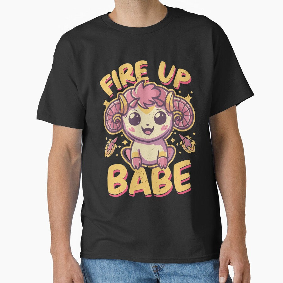 Fire Up Babe - Cute Aries Retro Style by Navuniverse T-Shirts, Hoodie, Sweatshirt | BlankRebels.com (Image 1)