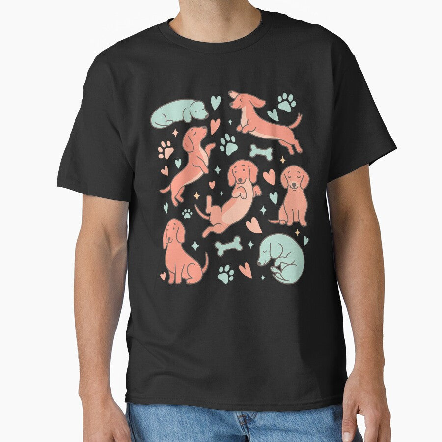 Dachshund Dog, Hand Drawn Doodle Design, Wiener, Doxie by DesignDenDo ⭐⭐⭐⭐⭐ T-Shirts, Hoodie, Sweatshirt (Image 1)