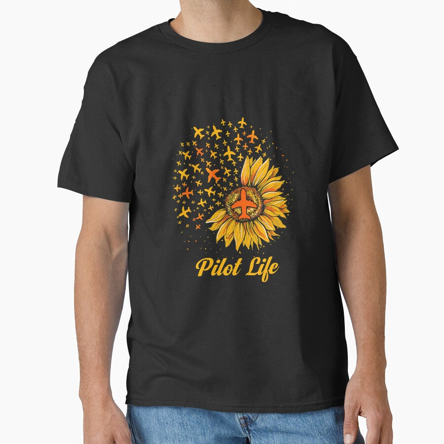 Pilot Life Sunflower Pilot Dad by unassertive19 T-Shirts, Hoodie, Sweatshirt | BlankRebels.com (Image 1)