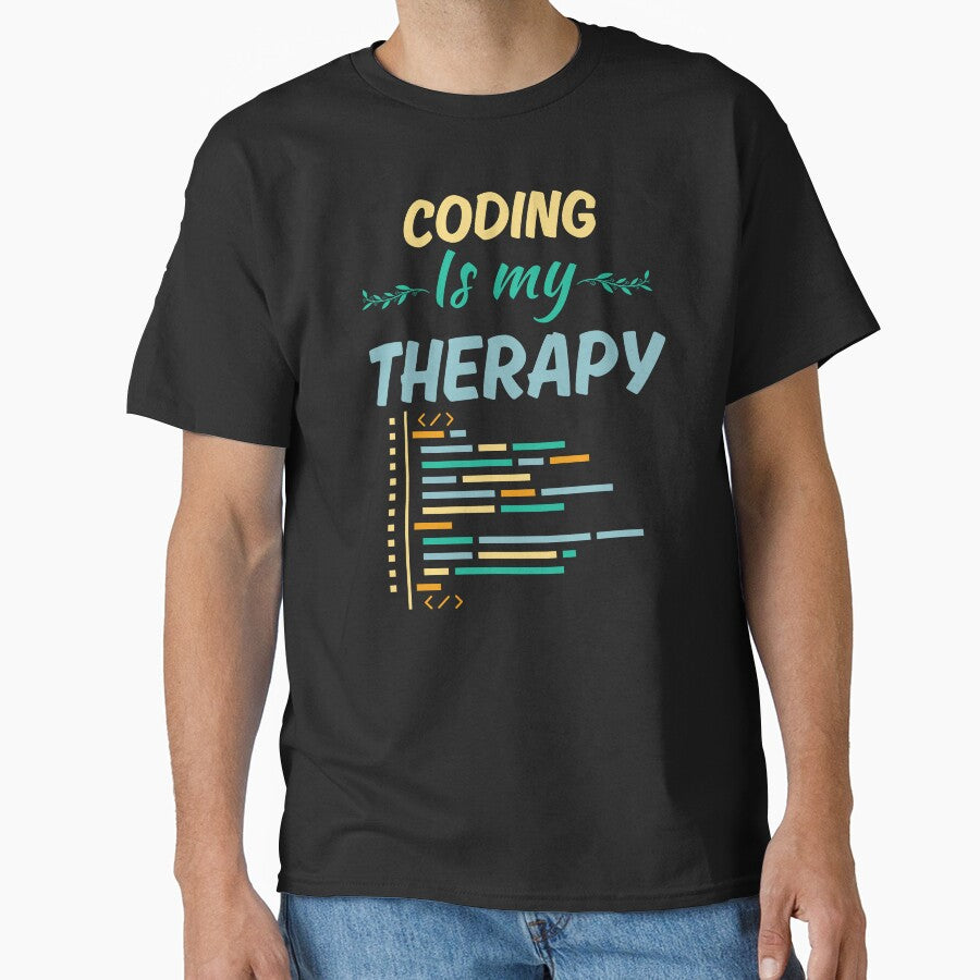Coding is my therapy, funny coder job saying, coding enthusiast or fan life by NBSStore T-Shirts, Hoodie,... (Image 1)