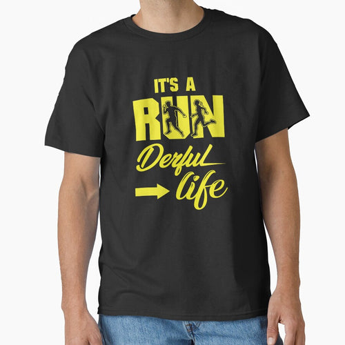 It's A Run Derful Life - Running Quotes -  Yellow, Black, White - Marathoner Gift, Runner's Gift, Running Gift... (Image 1)