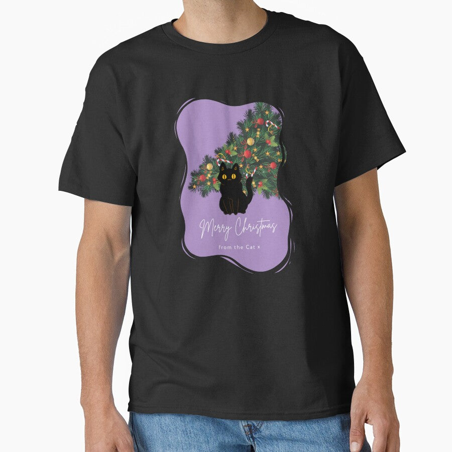 Merry Christmas From The Cat - Purple Christmas Aesthetic by mydoodlesateme T-Shirts, Hoodie, Sweatshirt (Image 1)