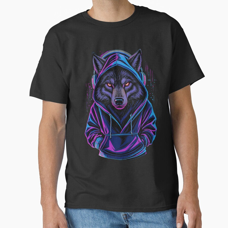 Introvert Wolf Night Shift | Cool Hoodie Wolf Streetwear Art by ColorSplash123 T-Shirts, Sweatshirt (Image 1)