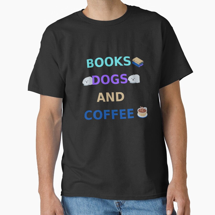 Books dogs and coffee (black) by cute105 T-Shirts, Hoodie, Sweatshirt | BlankRebels.com (Image 1)
