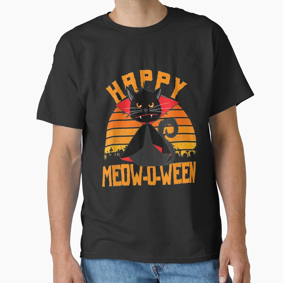 Halloween Vampire Black Cat Meow O Ween by tichtodhe T-Shirts, Hoodie, Sweatshirt | BlankRebels.com (Image 1)