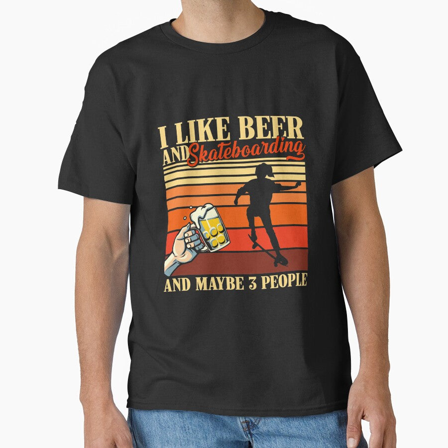 Vintage Beer Skateboarding And Maybe 3 People by LucianaShop T-Shirts, Hoodie, Sweatshirt | BlankRebels.com (Image 1)