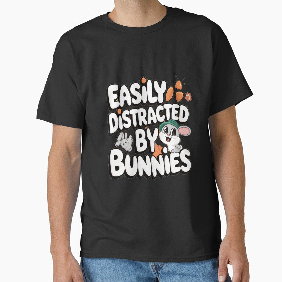 Easily Distracted by Bunnies – Cute Bunny Lover Design by Petpixy T-Shirts, Hoodie, Sweatshirt | BlankRebels.com (Image 1)