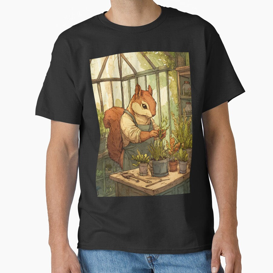Light Academia Aesthetic: Squirrel's Botanical Drawing by bapupa T-Shirts, Hoodie, Sweatshirt | BlankRebels.com (Image 1)