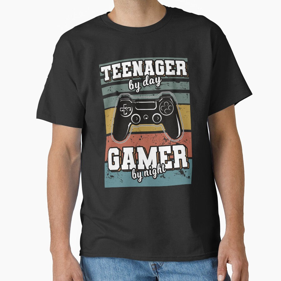 Teenager By Day Gamer By Night Vintage Funny Gift For Boy Girl Kids Game Lovers by JooArtPrints  ★★★★★... (Image 1)