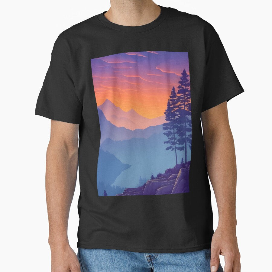 Discover the Elegance and Charm of Our Collection of Minimalist Matte Painting of Beautiful Mountain Landscape... (Image 1)