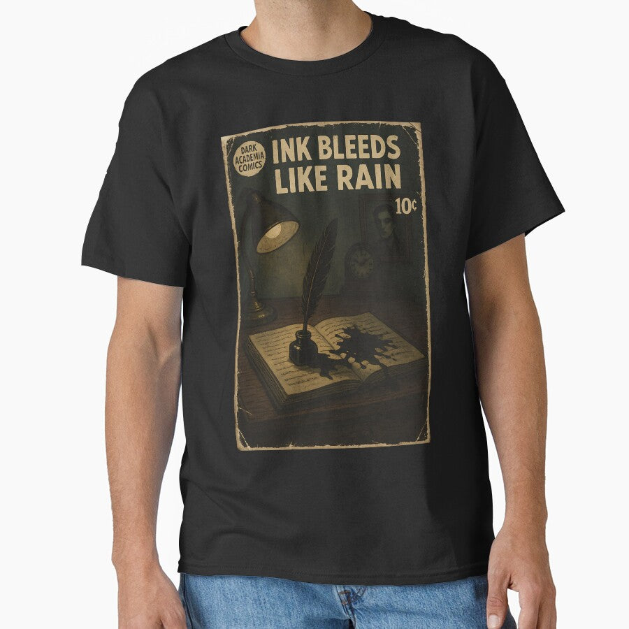 Vintage Dark Academia: Ink bleeds like rain by bapupa T-Shirts, Hoodie, Sweatshirt | BlankRebels.com (Image 1)